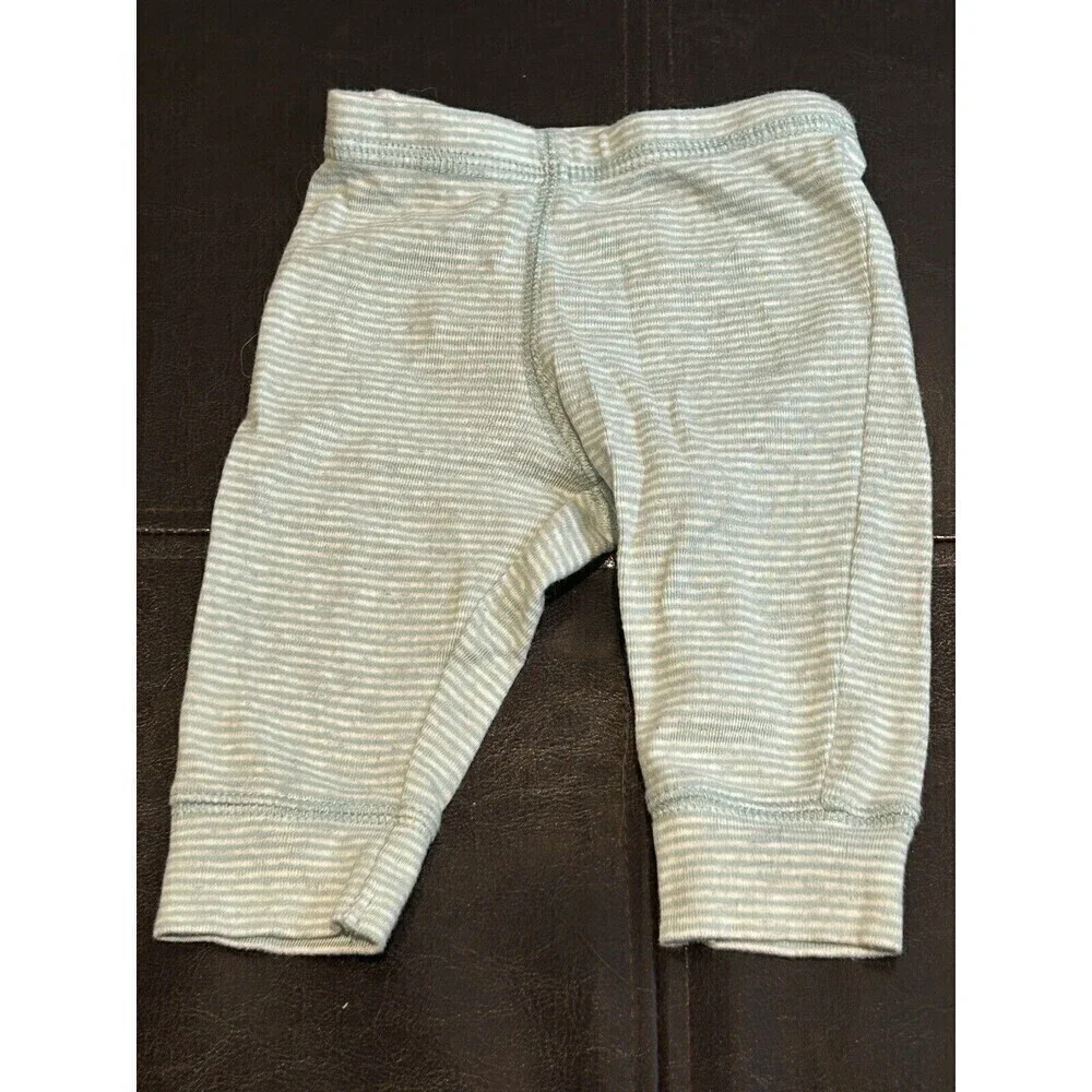 Carter’s 3 Month Baby  Joggers Green Striped with Cloud on the Booty